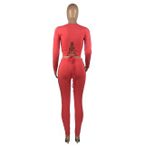 Women Sports Long Sleeve Top And Pant Two Piece Set