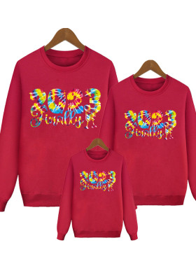 Letter Print Trendy Family Parent-Child Long Sleeve T-Shirt Round Neck Long Sleeve Sweatshirt