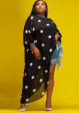 Plus Size Dress Summer Loose Plus Size Plus Bat Sleeves Printed Long Dress