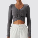 Tight Fitting Long Sleeve Yoga Shirt Outdoor Sports T-shirt Spring Thin Running Bodysuit Women's Top