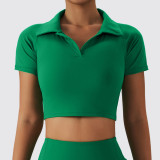 Turndown Collar Lulu Sports Short Sleeve Women's Running Fitness Shirt Tennis Tight Fitting Sports polo Shirt