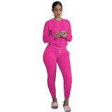 Women's solid color two pieces trousers set