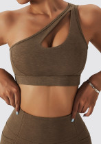 Spring Sports Bra Gathers Tank Yoga Bra Fast Running Bodysuit Women's Tight Fitting Oblique One Shoulder Bra