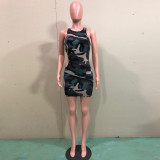 Sexy Camouflage Print Cutotut Tank Dress