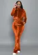 Ladies Fashionable Drawstring Solid Color Velvet Casual Two-Piece Pants Set