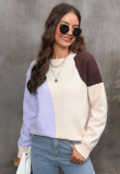 Plus Size Women Winter Color Block Sweater