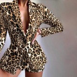 Women Casual Print Blazer And Shorts Two-Piece Set