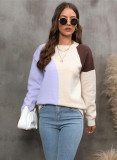 Plus Size Women Winter Color Block Sweater