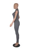 Women Solid Beaded Zip Sleeveless Jumpsuit