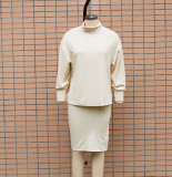 Autumn and Winter Casual Bat Sleeves Top Bodycon Knitting Set Women's Wear