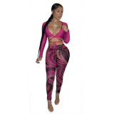 Women's nightclub sexy printed two-piece suit