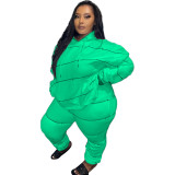 Winter Plus Size Women's Pullover Solid Hoodies Two Piece Set