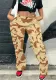 Women's high waist straight tube multicolor camouflage cargo pants