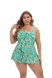 Ladies Bow Daisy Print Dress Swimwear Two Pieces