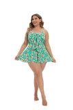 Ladies Bow Daisy Print Dress Swimwear Two Pieces