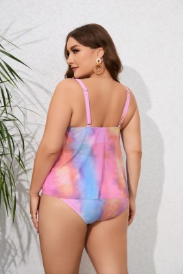 Plus Size Ladies Gradient Tie Dye Swimwear Two Pieces