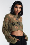 Spring Summer Women's Fashion Sexy Hollow out Ladies Top Loose Crop Knitting Sweater