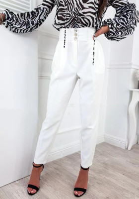 Trendy Style Bell Bottom Pants Straight Leg Casual Pants Button trousers