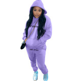 Women's fashion Casual printed two-piece hoodie sports suit