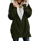 Fleece Hooded Maxi Hoodies Women's Autumn and Winter Plush Coat Women