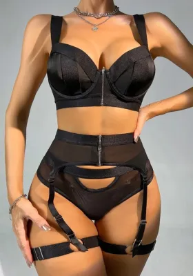Sexy Mesh Sling Low cut See Through Sexy Underwear Multi piece Set