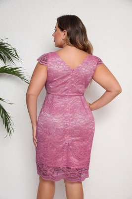 Plus Size Women Spring Summer Lace Sleeveless Gown Dress