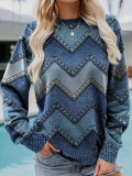 Women Casual Print Long Sleeve Round Neck Top