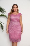 Plus Size Women Spring Summer Lace Sleeveless Gown Dress