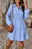 Women Elegant Long Sleeve Shirt Dress