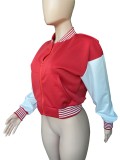Women's fashion trend double-layer ribbon zipper patchwork bomber jacket