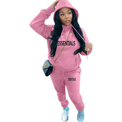 Printed plush hoodies Casual sports sweatsuit