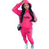 Printed plush hoodies Casual sports sweatsuit