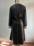 Autumn and winter Casual leather windbreaker loose fashion coat