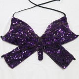 Camisole Sequin Belly Dance Sequin Butterfly Bra Costume Lace-Up Top