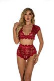 Sexy Low Back Sexy Pajamas Two-Piece Lingerie Set Women'S Lace Vest Shorts Night Clothes
