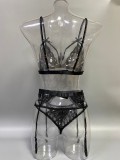 Female Lace Hollow Out Sexy Bra Panty Lingerie Set