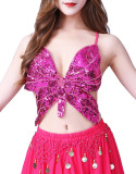 Camisole Sequin Belly Dance Sequin Butterfly Bra Costume Lace-Up Top