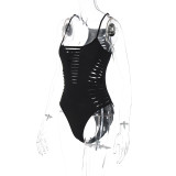 Women'S Spring Cutout Strap Sexy Tight Fitting Bodysuit