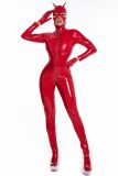 Glossy Patent Leather Pu Leather Sexy Lingerie Female Zipper Nightclub One-Piece Leather Jumpsuit
