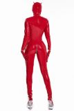 Glossy Patent Leather Pu Leather Sexy Lingerie Female Zipper Nightclub One-Piece Leather Jumpsuit