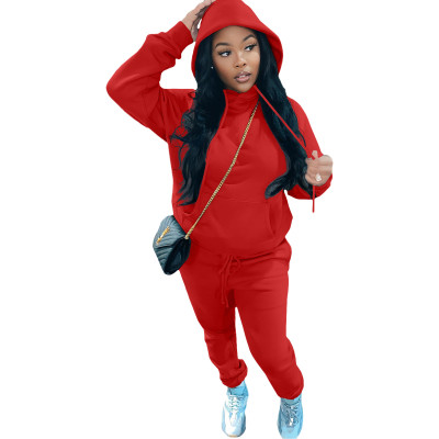 Fall/Winter Fleece Hoodies Pants Two Piece Set Casual Tracksuit