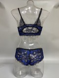 Women'S Lace Mesh Patchwork Strap Bra Panty Set Sexy Hollow Out Wear Cutout Top Nightclub Sexy Lingerie