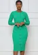 Women'S Fashion Knitting Dress Button Tight Fitting Long Sleeve Midi Dress