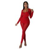 Women Sexy See-Through V-Neck Jumpsuit