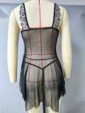 Women Lace Strap Patchwork Mesh Nightdress Sexy Lingerie