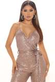 Fashion Sequins Sexy Sleeveless Sling Jumpsuit Spring and Summer Women's Wear