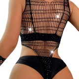 Sexy Beaded Teddy Lingerie with Gloves