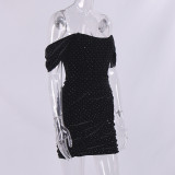 Autumn and Winter Christmas Dress Women's Sexy Off Shoulder Bodycon Strapless Dress