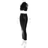Women's Winter Fashion Sleeveless Slim Crop Top Slim Skirt Set