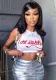 Women'S Spring Summer Letter Print Round Neck Camisole Style Street Sexy Crop Tank Top